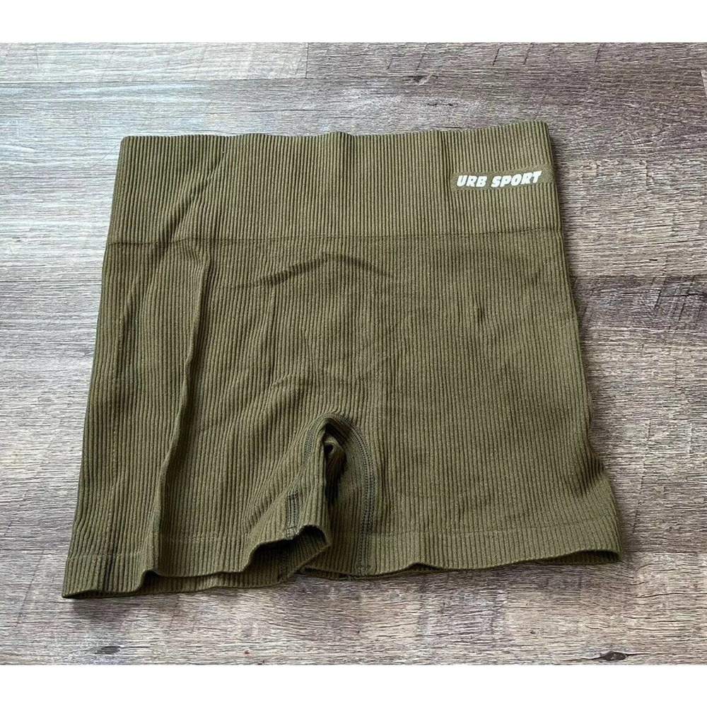 Urb Sports by Urban Threads Ribbed Womens Compression Shorts Medium Green M8